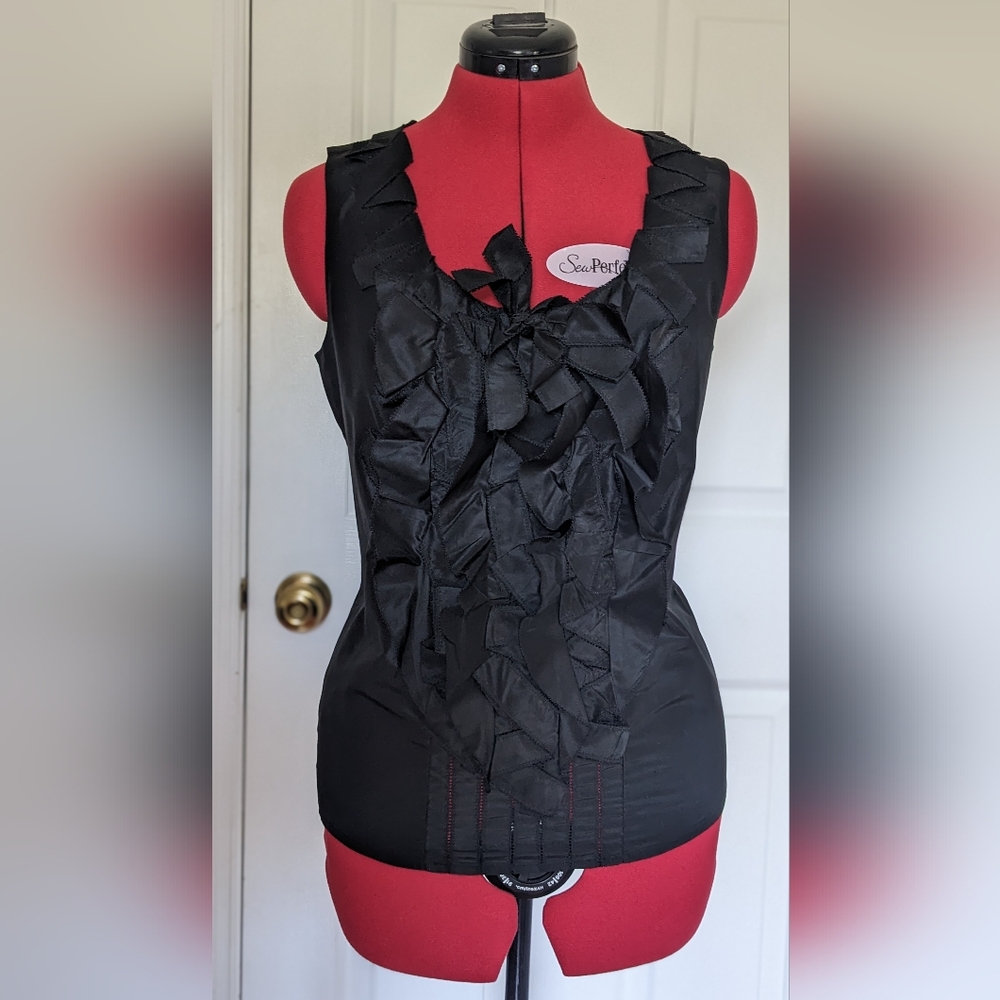 OSCAR DE LA RENTA black ruffled blouse top